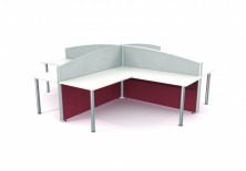 4 Way 90 Degree Workstation With Curved Top Screens